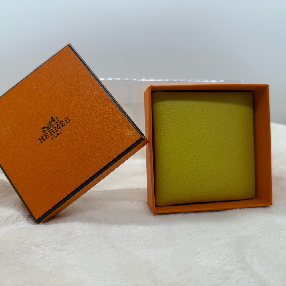 Hermes Yellow Leather Coin Pouch